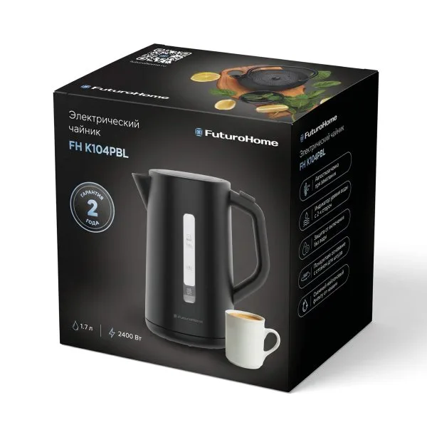 Электрический чайник FuturoHome FH K104PBL, пластик, 1.7л — FuturoHome
