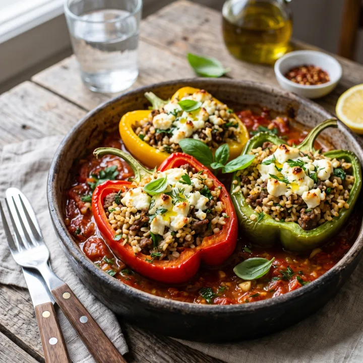 Запеченные лодочки из перцев с мясной начинкой
