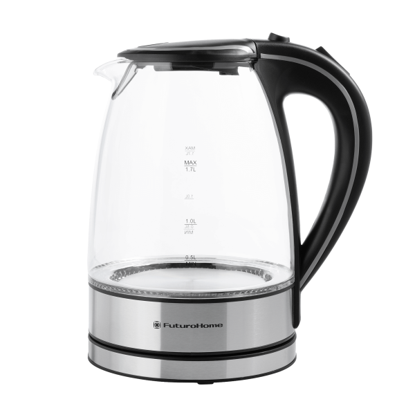 Электрический чайник MTR KG-100S, стекло, серебристо-черный